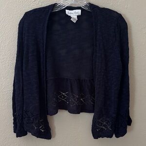 Women’s Fashion Avenue Knit Crop Open Cardigan, Navy Blue, Small